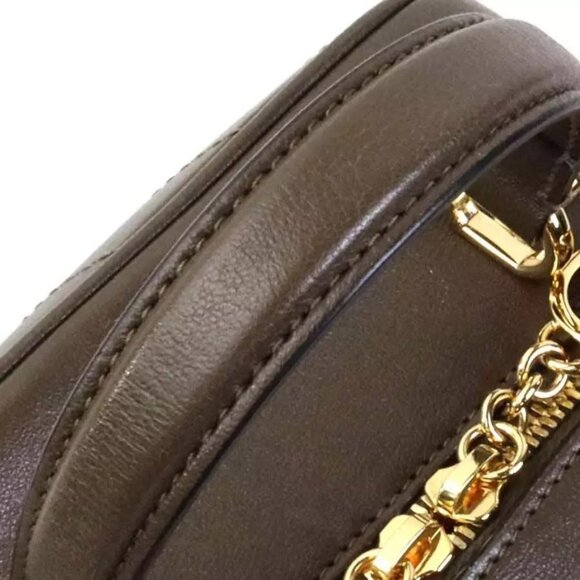 Auth GUCCI Handbag Shoulder Bag Khaki Brown Leather/Goldtone - 90062i - Picture 8 of 16